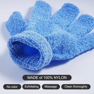 Luma Custom Nylon Five Fingers Mitt Massage Dead Skin Remover Body Exfoliator Gloves Body Scrubber Shower Exfoliating Bath Glove - Image 5