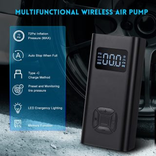 Best Sellers In Wheel Tire Digital Large LCD Screen with LED Light 6500mAh 150PSI Power Bank Electric Portable Air Pump for Car - Image 4
