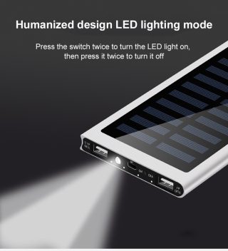 Top Aluminum Alloy 6 Colors Dual USB Mini Flashlight with Power Bank 20000mAh Slim Powerbank 20000 Small Powerbanks Solar Panel - Image 5