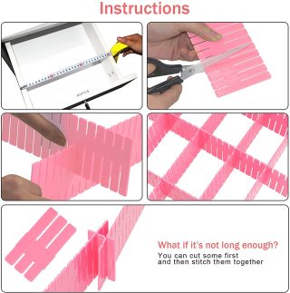 40pcs DIY Clothes Storage Organizer Separator Adjustable Drawer Dividers for Socks/ Underwear/ Makeup/ Kitchen/ Dresser - Image 4
