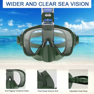 Diving Snorkel and Mask 2 in 1 Foldable 180 Degree Panoramic View Diving Mask with Free Breath Breathing System