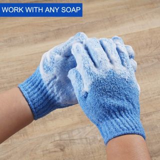 Luma Custom Nylon Five Fingers Mitt Massage Dead Skin Remover Body Exfoliator Gloves Body Scrubber Shower Exfoliating Bath Glove - Image 3