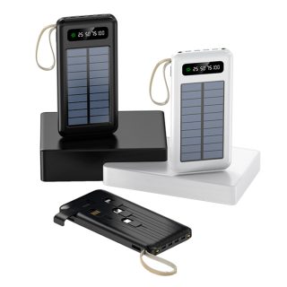 Lanyard Design Comes with mobile phone holder 2USB Output 1 to 4 output charging cable 20000 mah Solar power bank - Image 6