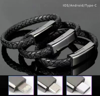 Leather Braided Bracelet Data charger bracelet For Apple For Android For Type C Cable charger bracelet
