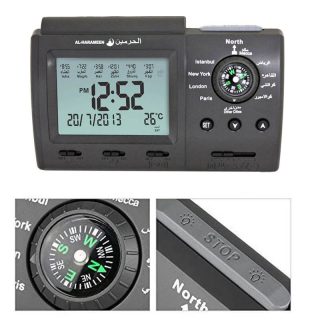 Muslim Azan Table Clock with Adhan Alarm Clock for All Cities Islamic Azan Time for Prayer Clock Qiblah Direction Temp Calendar - Image 2