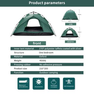 Instant pop-up tent Family camping 4-5people Double layer can be three uses Waterproof for outdoor Hiking Mountaineering - Image 2