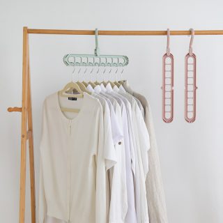 Cheap Plastic Hanger Drying Rack Rotatable Coat Clothes Folding Multi Layer Hangers Space Saving 9-Hole Foldable Hanger - Image 4