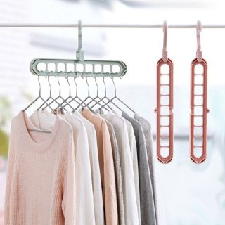 Cheap Plastic Hanger Drying Rack Rotatable Coat Clothes Folding Multi Layer Hangers Space Saving 9-Hole Foldable Hanger - Image 2