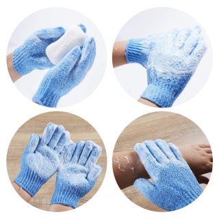 Luma Custom Nylon Five Fingers Mitt Massage Dead Skin Remover Body Exfoliator Gloves Body Scrubber Shower Exfoliating Bath Glove - Image 4